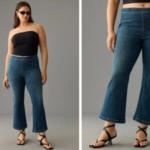 Anthropologie Pilcro High Rise Pull On Crop Flare Jeans Women's Large Stretch